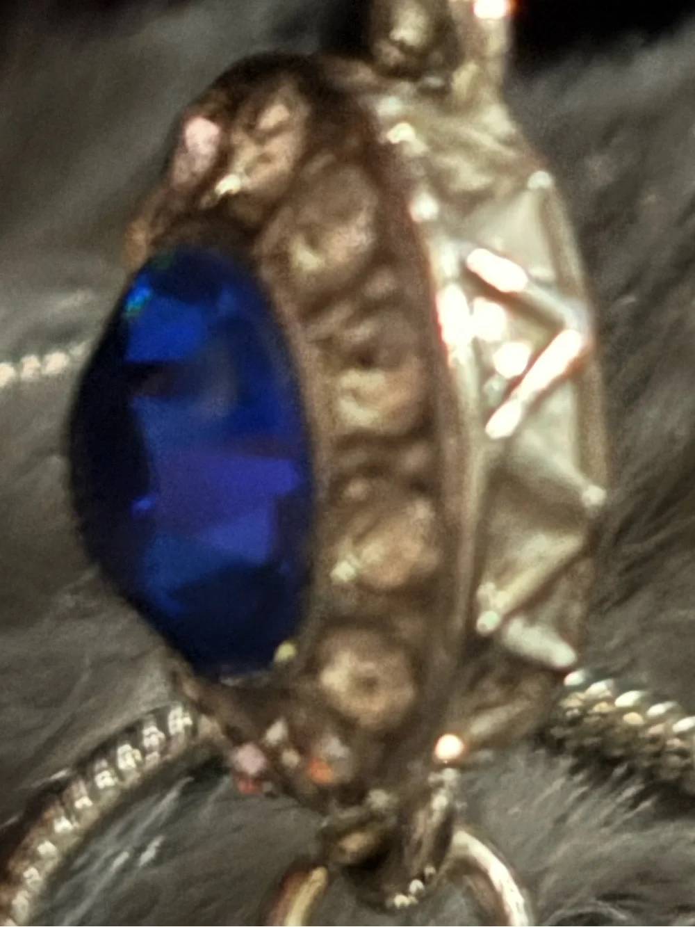 Sterling-Style Necklace with Royal Blue Crystal Pendant